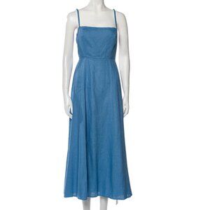 Reformation Starfruit Linen Dress in Parisian Blue Dusk Midi